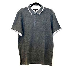 NWT Michael Kors Men’s Size Medium Gun Metal Heather White Short Sleeved Polo